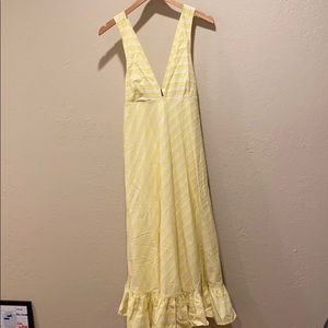 Brand new yellow and white striped sun dress